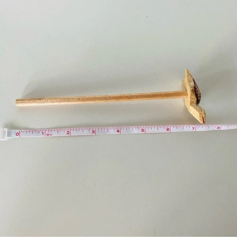 NEW VINTAGE Red Natural Tan Wooden Handmade Carved Turtle Pencil Hawaiian Hawaii